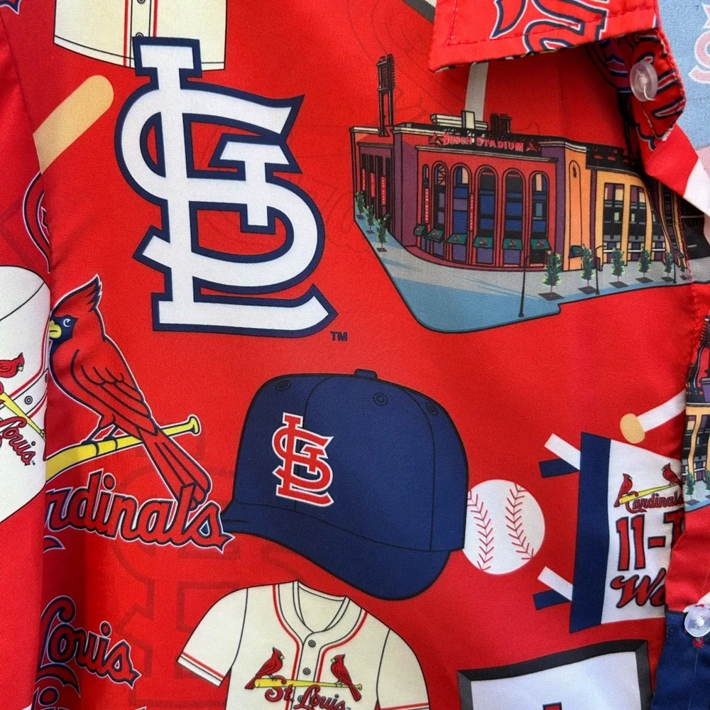 St. Louis Cardinals MLB Major League Baseball Short Sleeve Button Down Shirt - Picture 7 of 11